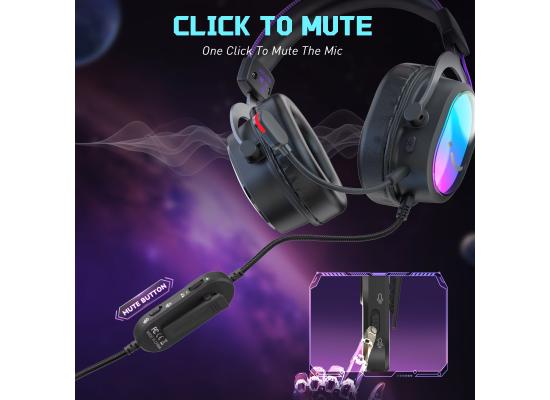 FIFINE H16 RGB Gaming Headset with 7.1 Surround Sound, EQ Switch, Detachable Noise Reduction Microphone and MultiPlatform Support