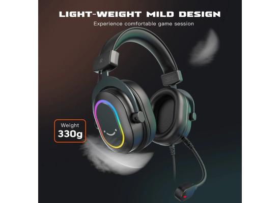 FIFINE AmpliGame H6 USB Headset for PC Gaming with RGB, In-line Controls of 7.1 Surround Sound, EQ modes Volume & Mute