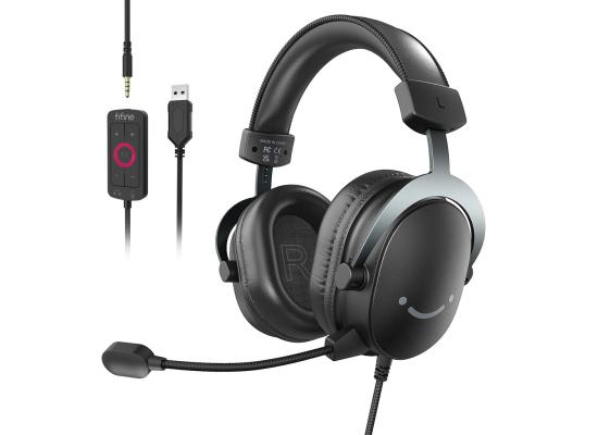 FIFINE AmpliGame H9 3.5mm Headset with USB Control Box for Mute, I/O Volume, 7.1 Surround Sound for Console/PC