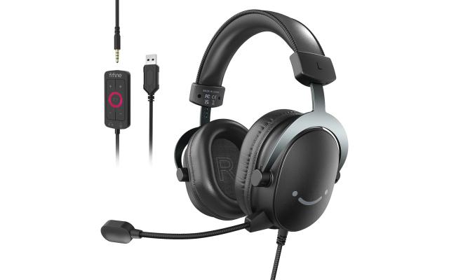 FIFINE AmpliGame H9 3.5mm Headset with USB Control Box for Mute, I/O Volume, 7.1 Surround Sound for Console/PC