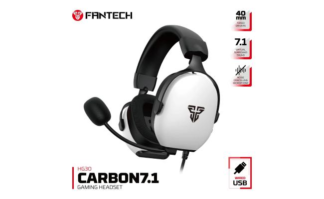 Fantech HG30 7.1 (White) Virtual Surround USB Wired Ultra Comfort Gaming Headset w/ Omnidirectional Noise Cancelling Microphone & Built-In Volume Controls