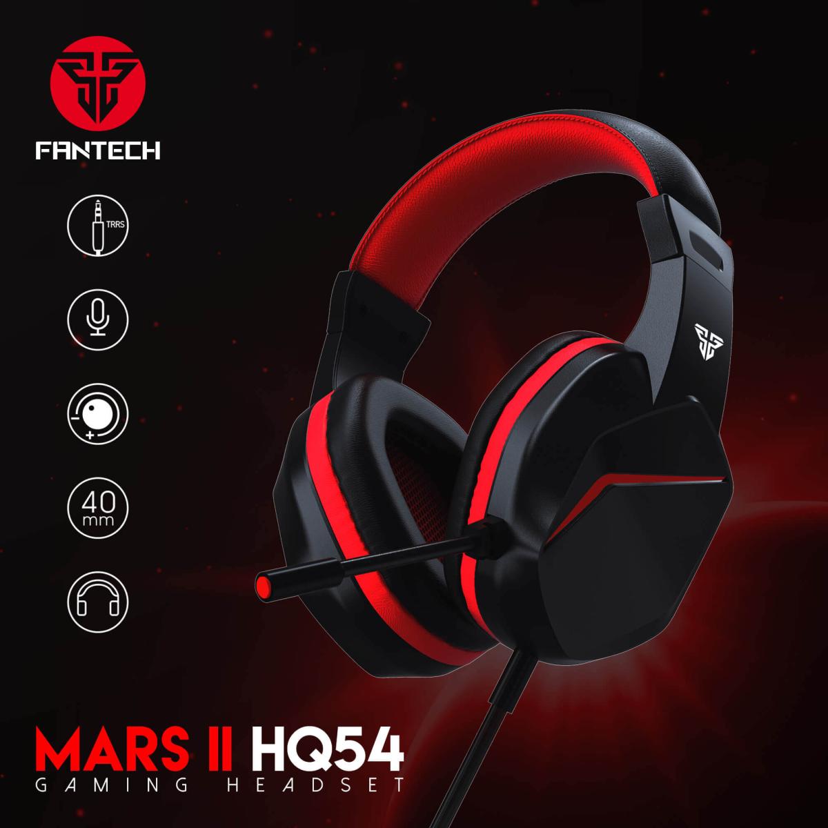 Fantech HQ54 Mars II (Black) Wired (3.5mm) Gaming Headset, Multiplatform PC, PS, XBOX, Mobile, including 3.5mm Audio Splitter w/ Noise Cancelling Mic & Easy Inline Volume Control