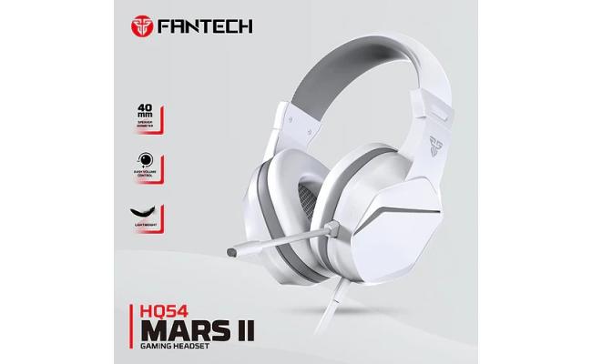 Fantech HQ54 Mars II (White) Wired (3.5mm) Gaming Headset, Multiplatform PC, PS, XBOX, Mobile, including 3.5mm Audio Splitter w/ Noise Cancelling Mic & Easy Inline Volume Control