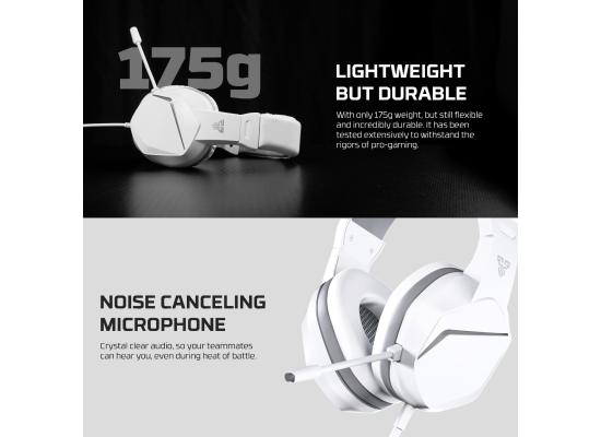 Fantech HQ54 Mars II (White) Wired (3.5mm) Gaming Headset, Multiplatform PC, PS, XBOX, Mobile, including 3.5mm Audio Splitter w/ Noise Cancelling Mic & Easy Inline Volume Control
