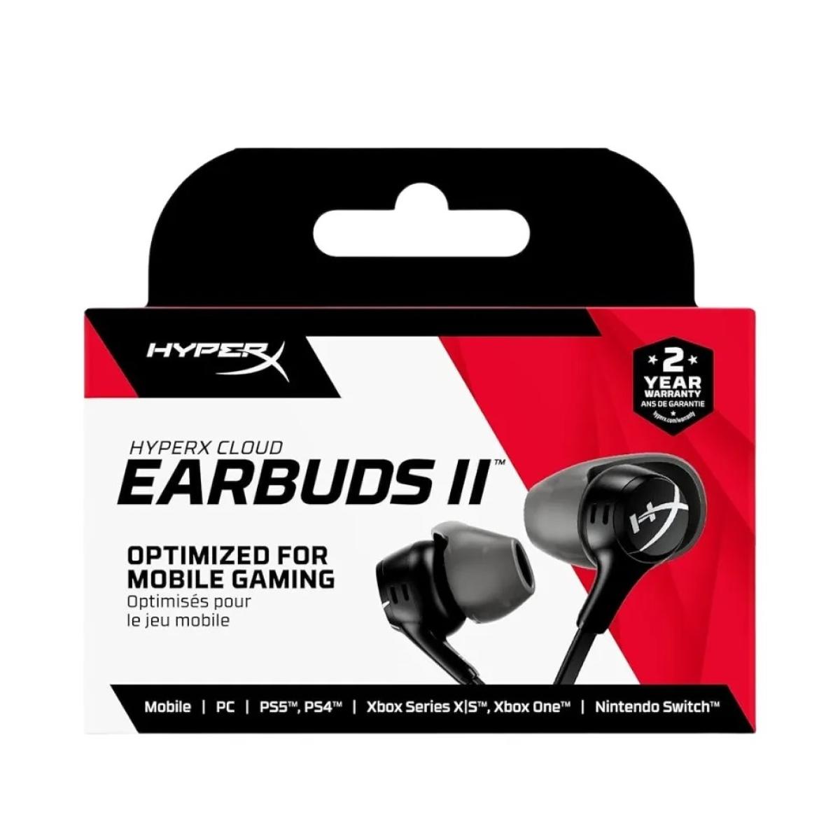 HyperX Cloud Earbuds II Wired 3.5mm Low-profile 90° Plug Gaming Headphones W/ Built-in Mic & Mobile Multifunction Button For PC, PS5, PS4, XBOX...(Black)