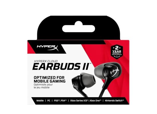 HyperX Cloud Earbuds II Wired 3.5mm Low-profile 90° Plug Gaming Headphones  W/ Built-in Mic & Mobile Multifunction Button For PC, PS5, PS4, XBOX...(Black)