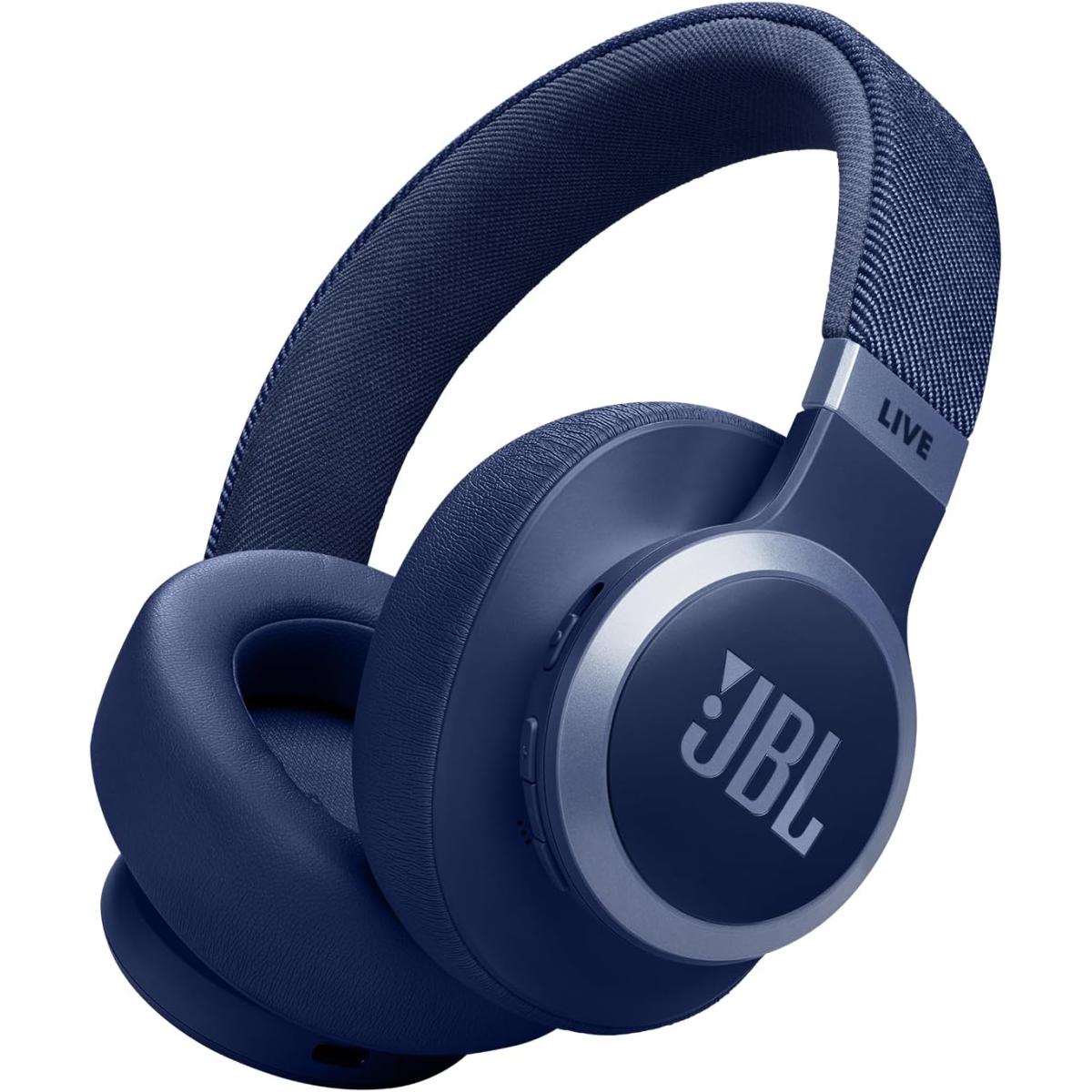 JBL Live 770NC - Wireless Over-Ear Headphones with True Adaptive Noise Cancelling with Smart Ambient, Up to 65 Hours of Battery Life, Comfort-fit Fabric Headband & Carrying Pouch (Blue)