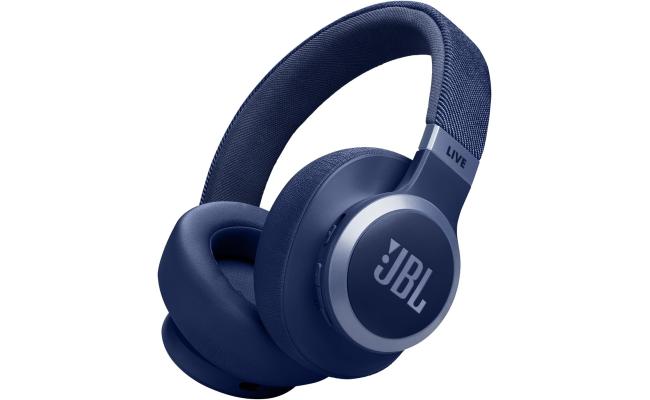 JBL Live 770NC - Wireless Over-Ear Headphones with True Adaptive Noise Cancelling with Smart Ambient, Up to 65 Hours of Battery Life, Comfort-fit Fabric Headband & Carrying Pouch (Blue)