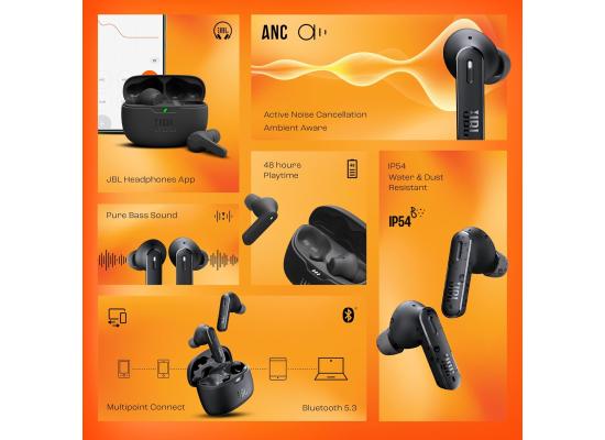JBL New Launch Tune 245NC in Ear Wireless TWS ANC Earbuds, Customized Extra Bass with Headphones App, 48H Battery, Dual Connect, Quick Charge, IP54, Bluetooth 5.3, 3Months Additional Warranty (Black)