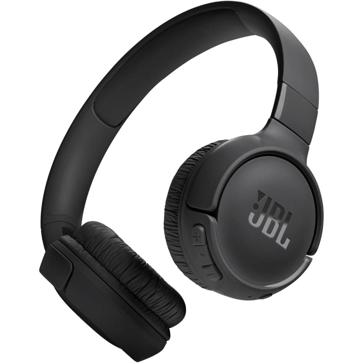 JBL Tune 520BT - Wireless On-Ear Headphones, Up to 57H Battery Life and Speed Charge, Lightweight, Comfortable and Foldable Design, Hands-Free Calls with Voice Aware (Black)