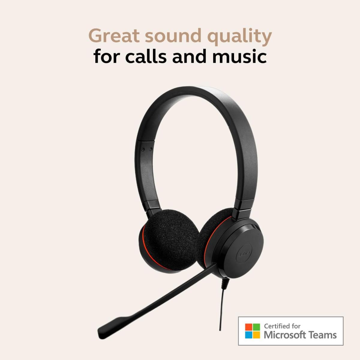 Jabra Evolve 20 Wired Headset (2025 Edition) - Dual-Ear Set for Office and Work from Home - Call Control - Certified for MS Teams - USB-C/A Connectivity - Black Jabra Evolve 20 Wired Headset (2025 Edition) - Dual-Ear Set for Office and Work from Home - Call Control - Certified for MS Teams - USB-C/A Connectivity - Black