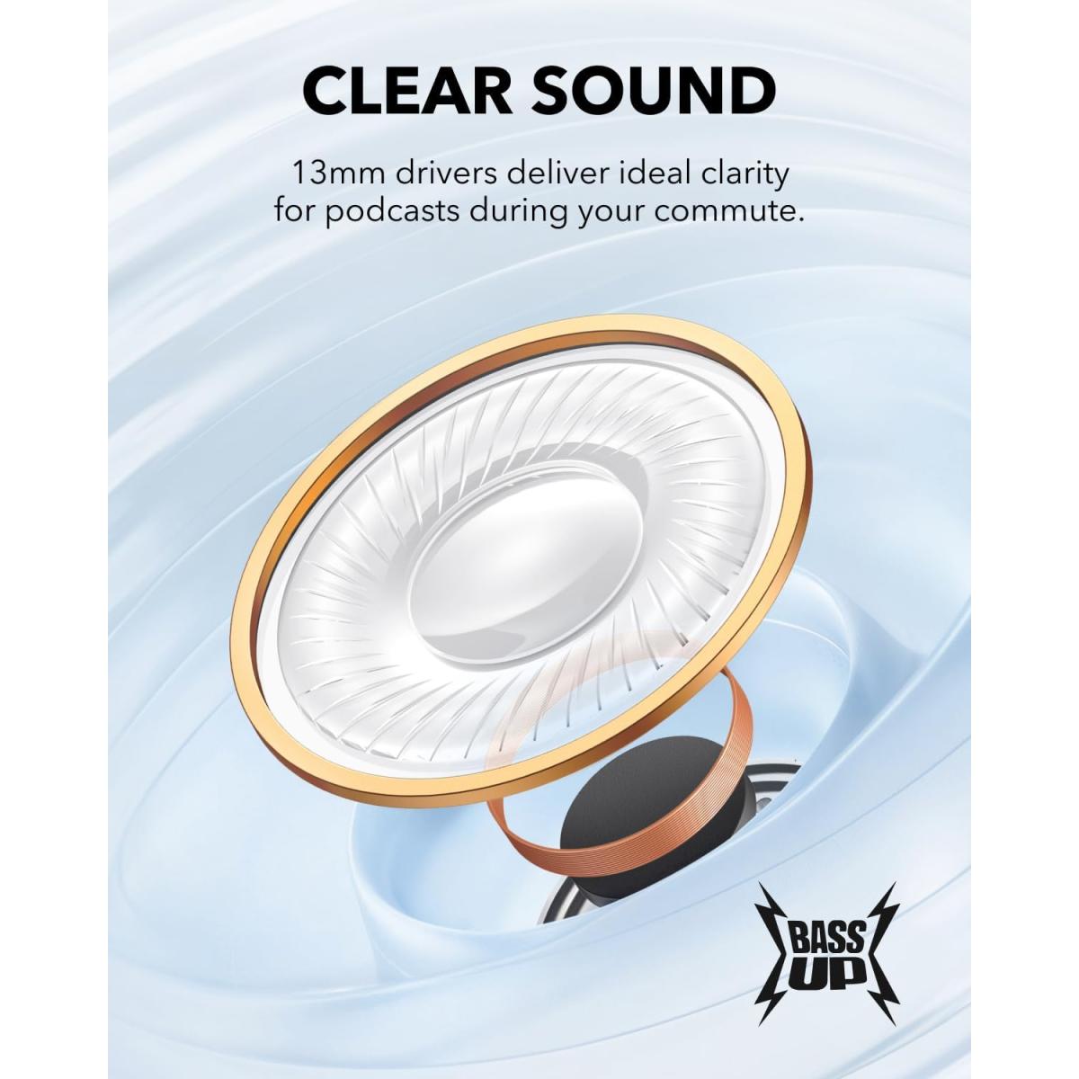 Soundcore K20i by Anker, Semi-in-Ear Earbuds, Bluetooth Wireless, 36H Playtime, Fast Charge, Clear Sound, Comfortable Fit, ENC 2-Mic Clear Calls, Custom EQ, IPX5, Bluetooth 5.3, App Control (Renewed)