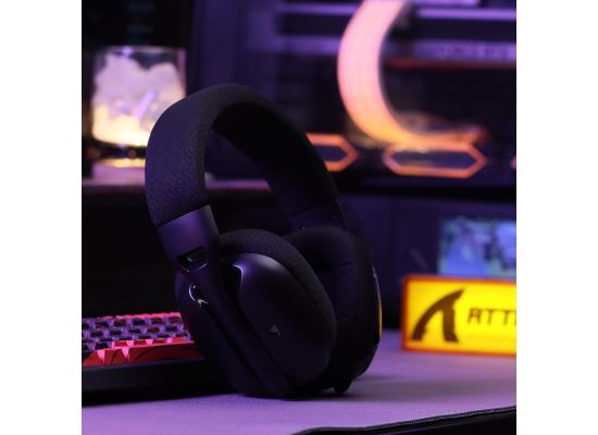 ATTACK SHARK L80PRO Wireless Gaming Headset Lightseed Tech-Built-in&Detachable Dual Microphone-Lightweight Headphone with Tri-Mode(2.4GHz USB C&A Dongle/BT/Wired)-for PC Mac Switch Win-Black