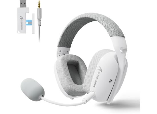 ATTACK SHARK L80PRO Wireless Gaming Headset Lightseed Tech- Built-in&Detachable Dual Microphone-Lightweight Headphone with Tri-Mode(2.4GHz USB C&A Dongle/BT/Wired)-for PC Mac Switch Win-White