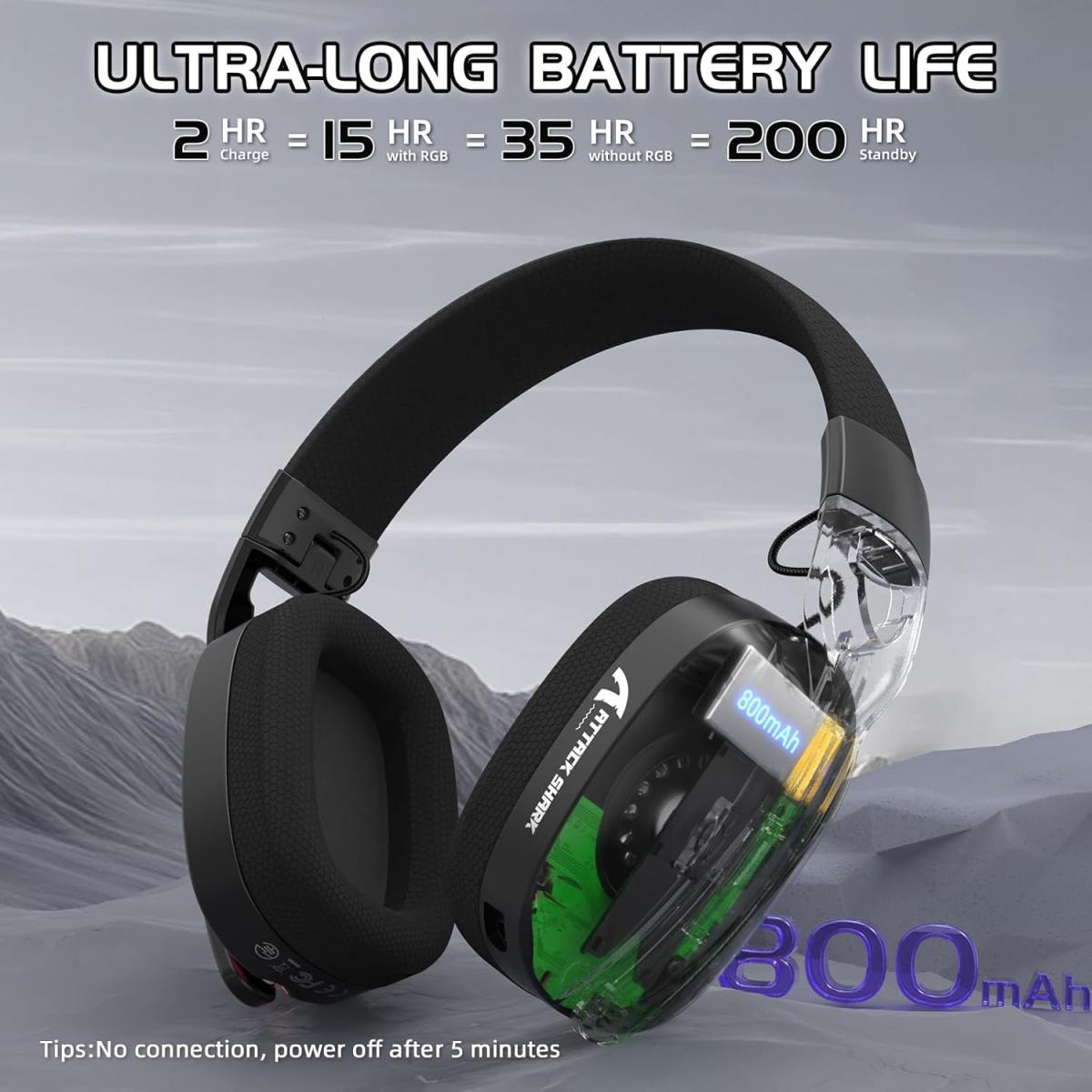 Attack Shark L90 Ultralight RGB Wireless Gaming Headset with Plug-in Microphone,Bluetooth 5.3 & 2.4G Wireless & Wired Headphone, 7.1 Surround Sound for Xbox One Series, PS4,PS5 & PC (Black) Attack Shark L90 Ultralight RGB Wireless Gaming Headset with Plug-in Microphone,Bluetooth 5.3 & 2.4G Wireless & Wired Headphone, 7.1 Surround Sound for Xbox One Series, PS4,PS5 & PC (Black)