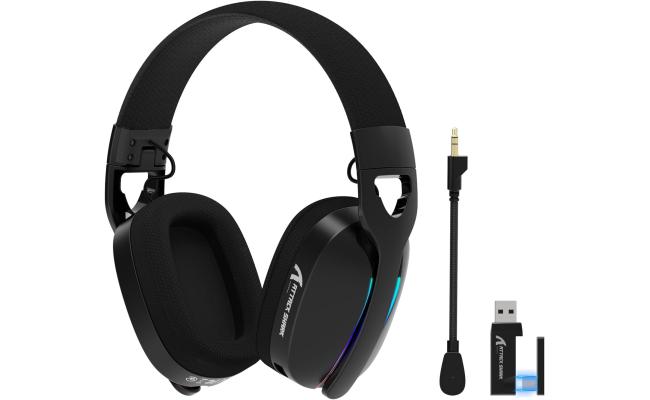 Attack Shark L90 Ultralight RGB Wireless Gaming Headset with Plug-in Microphone,Bluetooth 5.3 & 2.4G Wireless & Wired Headphone, 7.1 Surround Sound for Xbox One Series, PS4,PS5 & PC (Black)