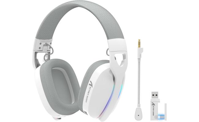 Attack Shark L90 Ultralight RGB Wireless Gaming Headset with Plug-in Microphone,Bluetooth 5.3 & 2.4G Wireless & Wired Headphone, 7.1 Surround Sound for Xbox One Series, PS4,PS5 & PC (White) Attack Shark L90 Ultralight RGB Wireless Gaming Headset with Plug-in Microphone,Bluetooth 5.3 & 2.4G Wireless & Wired Headphone, 7.1 Surround Sound for Xbox One Series, PS4,PS5 & PC (White)