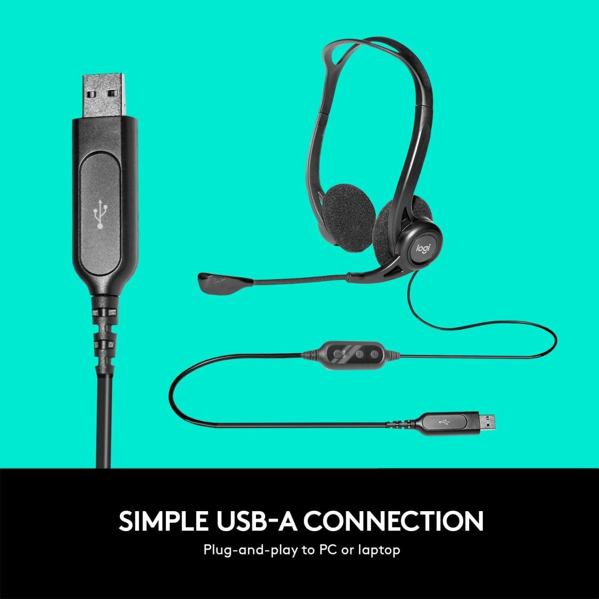Logitech 960 USB, Noise-cancelling w/ Mute Button Stereo Headset, Easy plug-and-play. Logitech 960 USB, Noise-cancelling w/ Mute Button Stereo Headset, Easy plug-and-play.