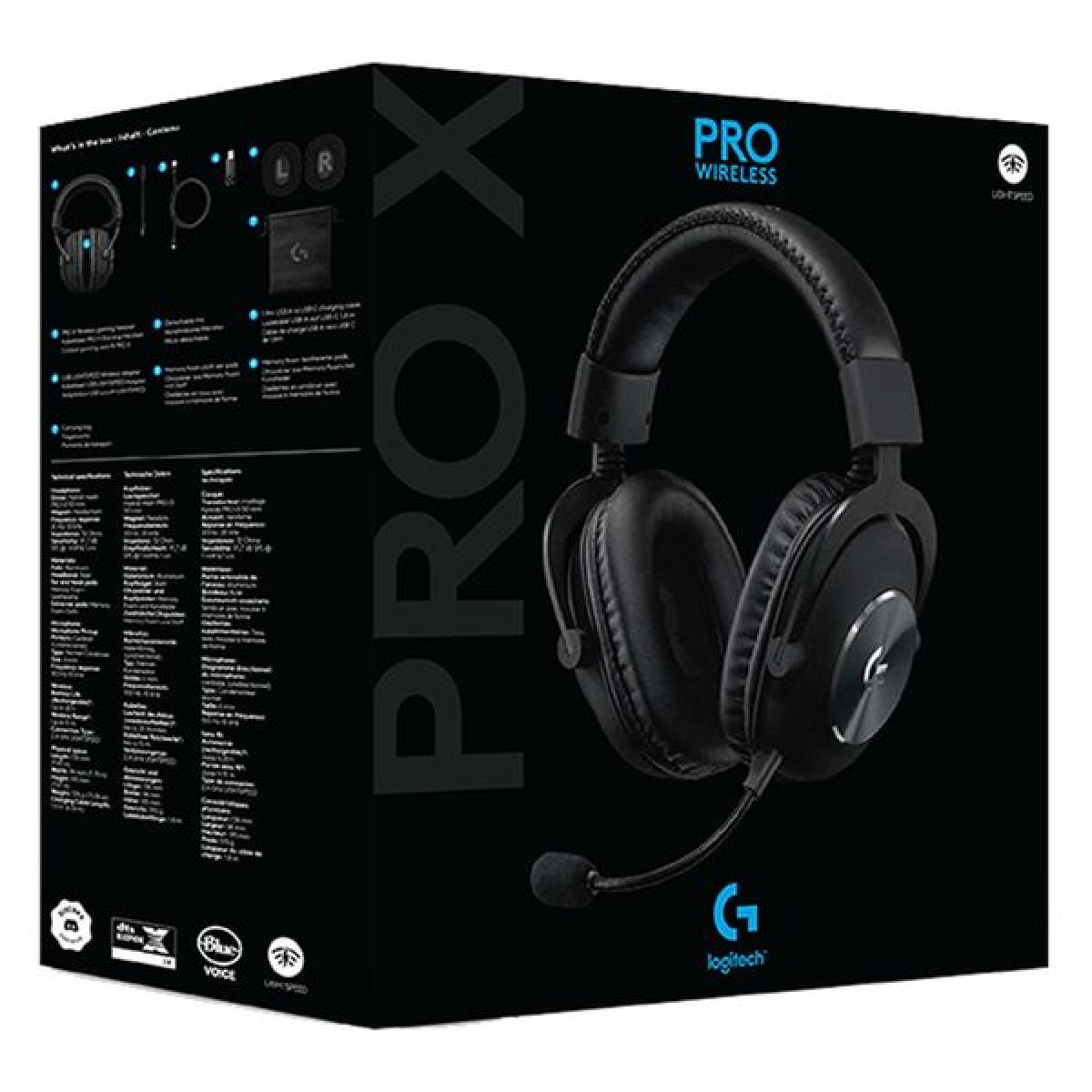Logitech G PRO X Wireless Lightspeed Gaming Headset with BLUE VO!CE ADVANCED MIC TECHNOLOGY, DTS Headphone:X 2.0 Surround Sound 7.1, Up To 20h Battery Life