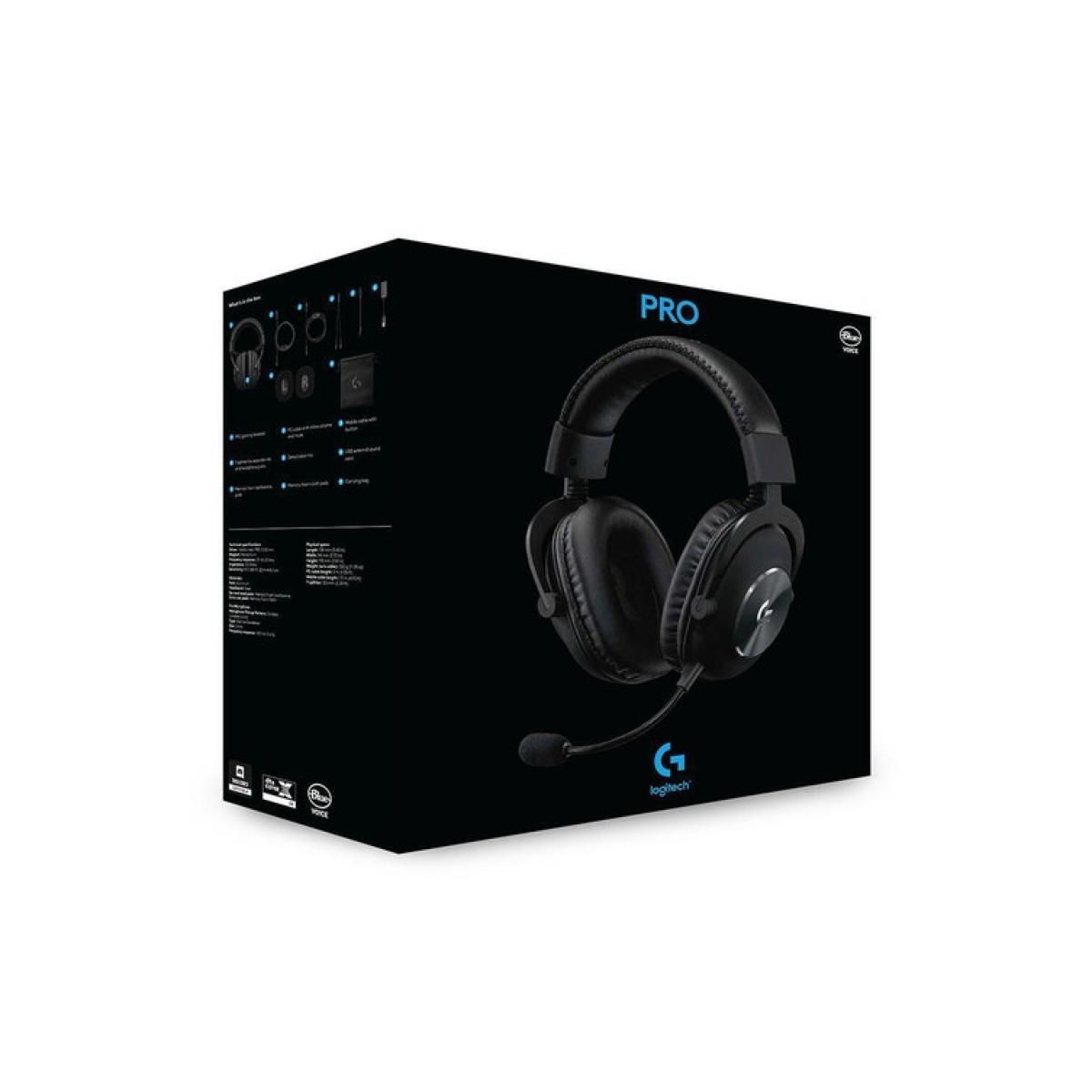 Logitech Pro X Gaming Wired Headset DTS:X 2.0 , 7.1 Surround Sound with Advance Sound Card & Blue Voice Technology - Black
