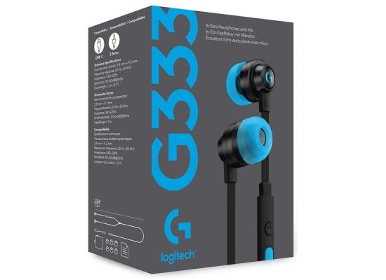 Logitech G333 Black Gaming Headphone , 3.5mm Connector & USB-C adapter, High Fidelity Audio w/ Mic & Dual Drivers, MultiPlatform Earphones