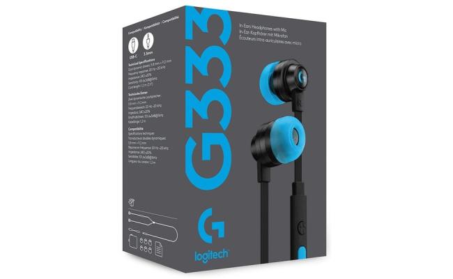 Logitech G333 Black Gaming Headphone , 3.5mm Connector & USB-C adapter, High Fidelity Audio w/ Mic & Dual Drivers, MultiPlatform Earphones
