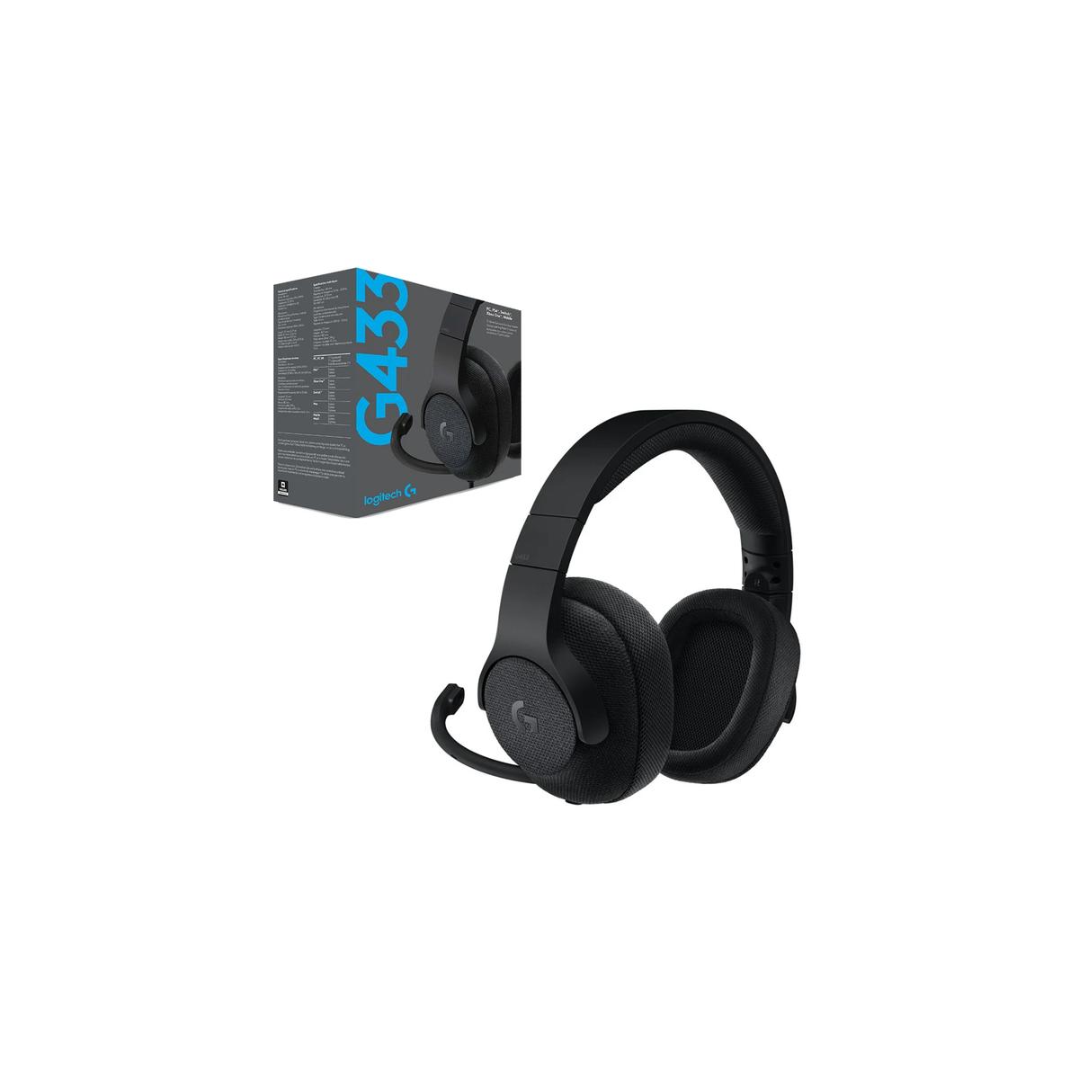 Logitech G433 7.1 Wired with DTS Headphone: X 7.1 Surround for PC, PS4,Xbox – Triple Black Gaming Headset