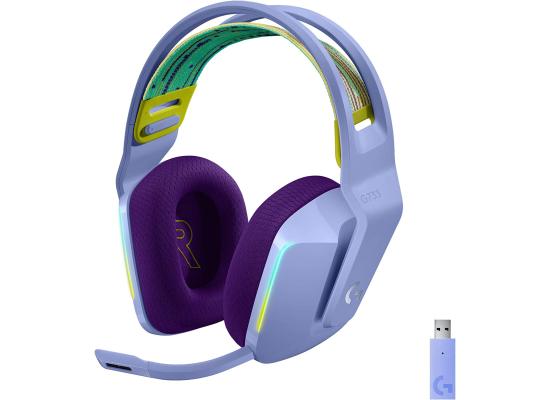 Logitech G733 Wireless Lightspeed Gaming Headset (Lilac), DTS Headphone:X 2.0 surround sound 7.1,  Lightsync RGB, Blue VO!CE mic technology ,278g ULTRA LIGHTWEIGHT, Up To 29 Hours Battery Life
