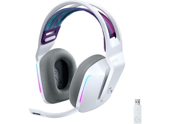 Logitech G733 Wireless Lightspeed Gaming Headset, DTS Headphone:X 2.0 surround sound 7.1,  Lightsync RGB, 278g ULTRA LIGHTWEIGHT, Up To 29 Hours Battery Life (White)