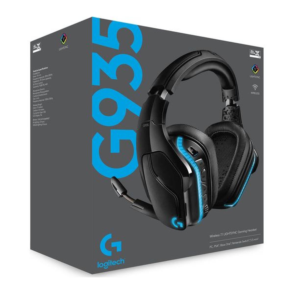 Logitech G935 Wireless DTS:X 7.1 Surround Sound LIGHTSYNC RGB PC ,8 hours Battery Life - Black, blue Gaming Headset