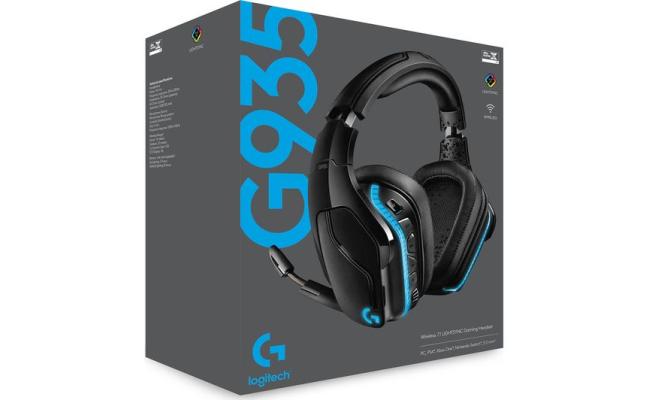 Logitech G935 Wireless DTS:X 7.1 Surround Sound LIGHTSYNC RGB PC ,8 hours Battery Life - Black, blue Gaming Headset