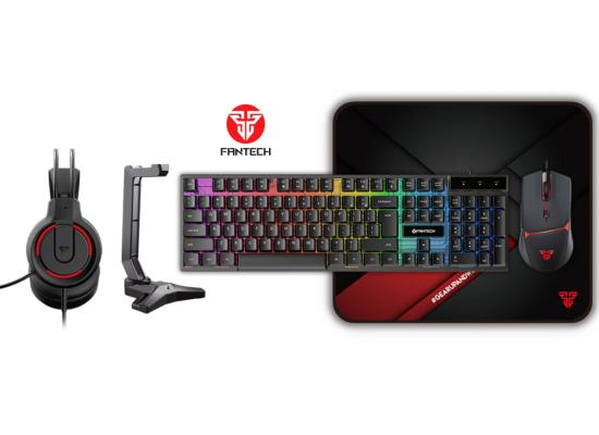 FANTECH P51 Power Bundle 5 IN 1 Gaming Set Combo Black Wired (Keyboard + Mouse + Headset + Mouse Pad+ Headset Stand)