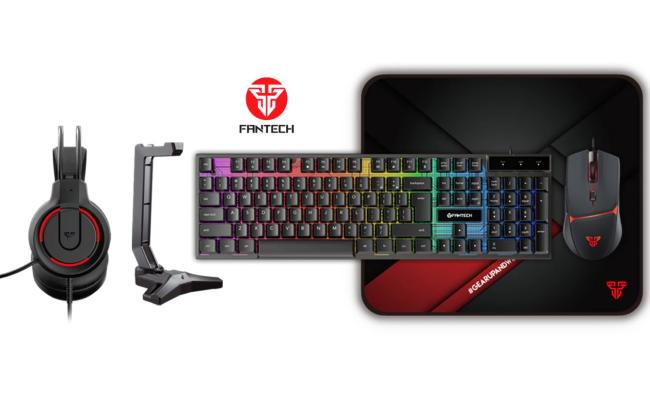 FANTECH P51 Power Bundle 5 IN 1 Gaming Set Combo Black Wired (Keyboard + Mouse + Headset + Mouse Pad+ Headset Stand)