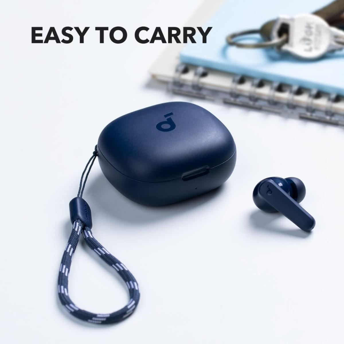 Soundcore by Anker R50 True Wireless Earbuds, 10mm Drivers with Big Bass, Bluetooth 5.3, 30H Long Playtime, Water-Resistant, 2 Mics for AI Clear Calls, 22 Preset EQs, Customization (Blue)