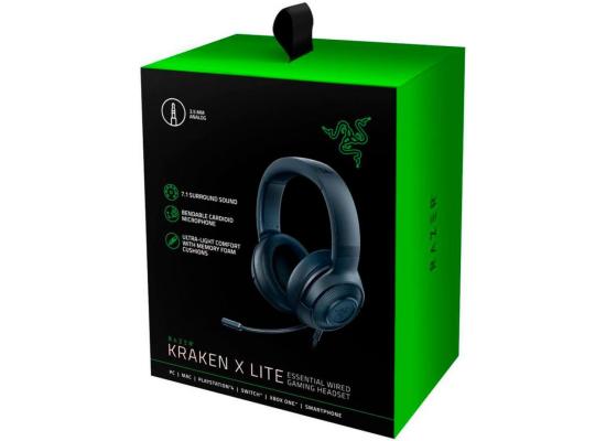 Razer Kraken X Lite (3.5mm) UltraLight WIred Gaming Headset 7.1 Surround Sound w/ Bendable Cardioid Mic Multiplatform:PC, PS4, Xbox, Nintendo