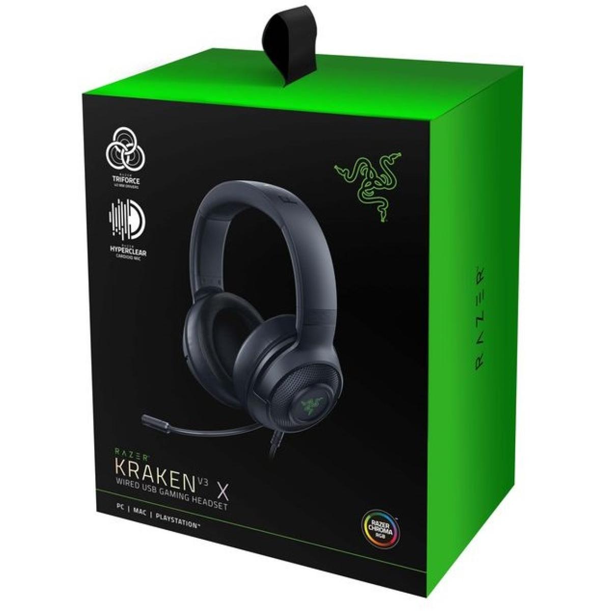 Razer Kraken V3 X Weird PC Gaming Headset 7.1 HyperClear Surround Sound Chroma RGB Lighting w/ Bendable Cardioid Mic