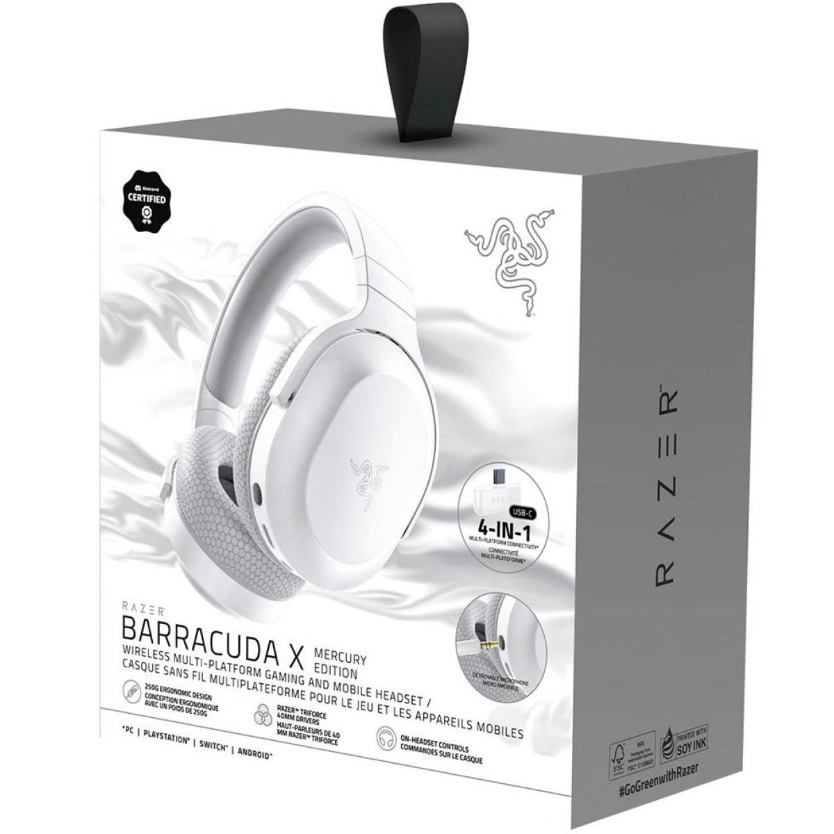 Razer Barracuda X (2021) USB-C Wireless+Bluetooth Lightweight Gaming Headset 7.1 Surround Sound For (PC) Up To 20 Hours Battery, Multiplatform: PS5, PS4, Xbox, Android,- Mercury White