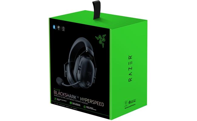 Razer BlackShark V2 HyperSpeed Wireless 2.4GHz, Bluetooth, USB, Gaming Headset, THX 7.1 Spatial Audio - 70 Hr Battery w/USB Type C Charging - Black