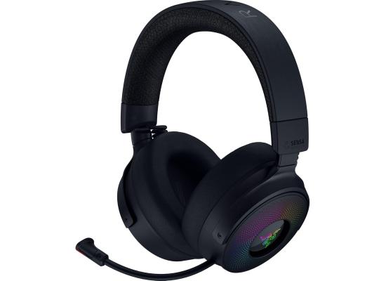Razer Kraken V4 PRO RGB Chroma Wireless Pro Level Gaming Headset (2.4GHz, Bluetooth) USB, 3.5 mm, OLED Control Hub, Thx Spatial Audio 7.1 w/Super Wideband Mic for PC, Mac, PS5, Smartphone - Black
