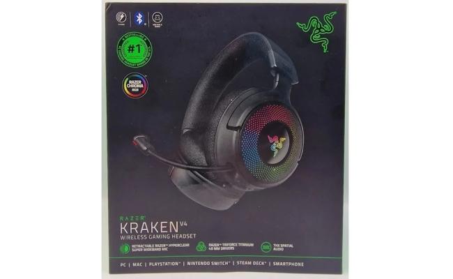 Razer Kraken V4 RGB Chroma Wireless Pro Level Gaming Headset (2.4GHz, Bluetooth) USB, Thx Spatial Audio 7.1 w/Super Wideband Mic for PC, Mac, PS5, Smartphone - Black