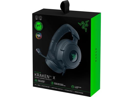 Razer Kraken V4 X Chroma RGB Wired Gaming Headset w/ 7.1 surround sound, Cardioid Mic & Memory Foam Cushions, Type C & Type A Cable for PC, Mac, PS5,Smartphone