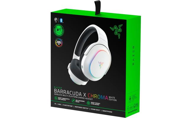 Razer Barracuda X Chroma Lightweight RGB Wireless Gaming Headset (2.4GHz Wireless & Bluetooth), 7.1 Surround Sound, Cardioid Mic, 70 Hr Battery, for PC, Mac, PS5, Switch, Smartphone - Black