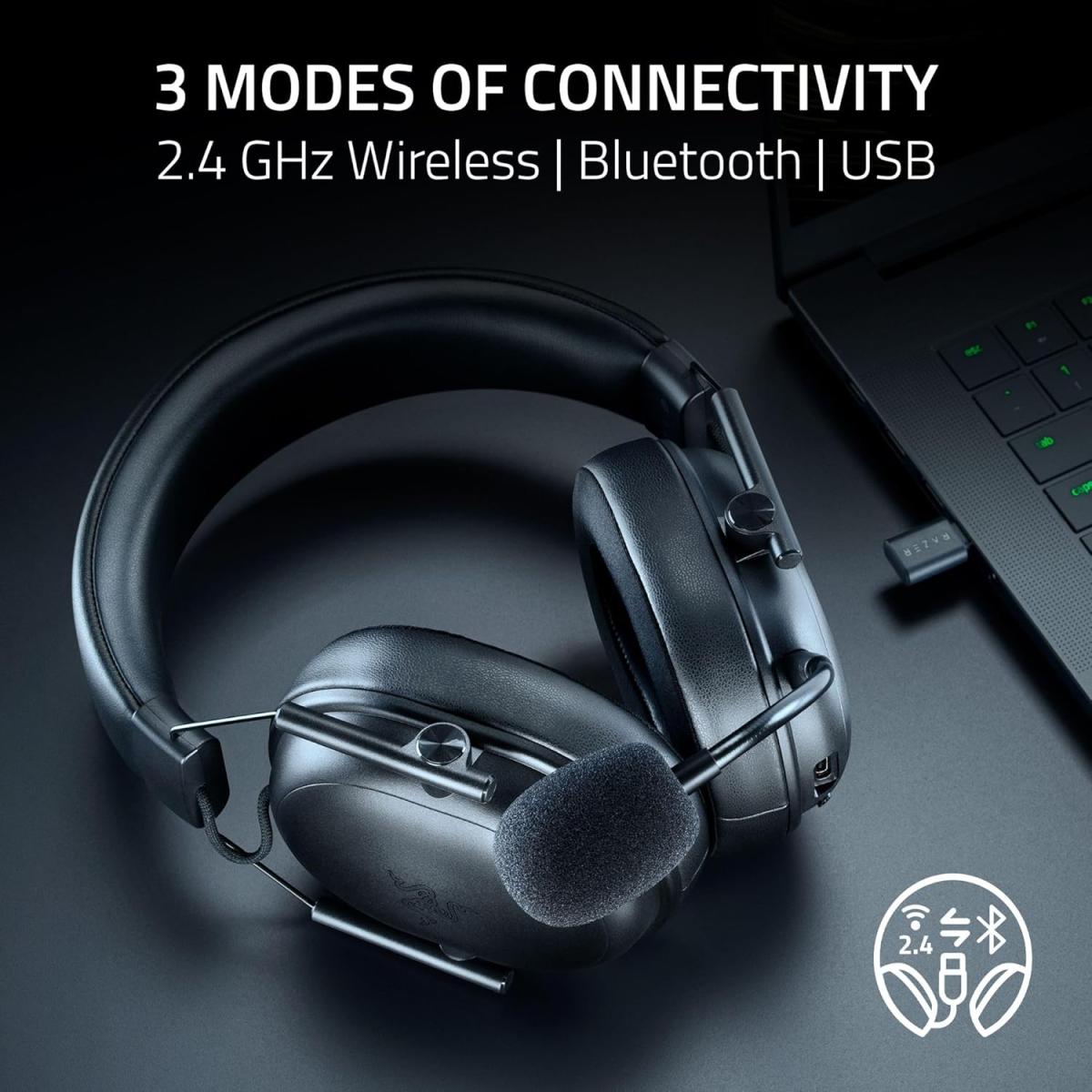 Razer BlackShark V3 X HyperSpeed Wireless Gaming Headset for PC: 50mm Drivers - Cardioid Mic - 2.4 GHz, Bluetooth, USB - Works with Mac, PS5, Nintendo Switch, Smartphone - 70 Hr Battery - Black Razer BlackShark V3 X HyperSpeed Wireless Gaming Headset for PC: 50mm Drivers - Cardioid Mic - 2.4 GHz, Bluetooth, USB - Works with Mac, PS5, Nintendo Switch, Smartphone - 70 Hr Battery - Black