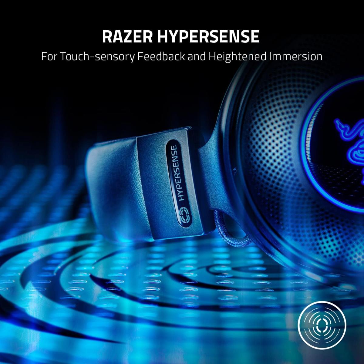 Razer Kraken V3 HyperSense Wired USB Gaming Headset w/Haptic Technology: Triforce Titanium 50mm Drivers - THX Spatial Audio - Hybrid Fabric & Leatherette Memory Foam Cushions - Detachable Mic Razer Kraken V3 HyperSense Wired USB Gaming Headset w/Haptic Technology: Triforce Titanium 50mm Drivers - THX Spatial Audio - Hybrid Fabric & Leatherette Memory Foam Cushions - Detachable Mic