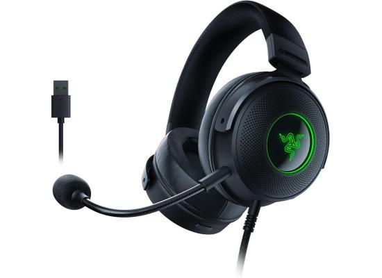 Razer Kraken V3 HyperSense Wired USB Gaming Headset w/Haptic Technology: Triforce Titanium 50mm Drivers - THX Spatial Audio - Hybrid Fabric & Leatherette Memory Foam Cushions - Detachable Mic
