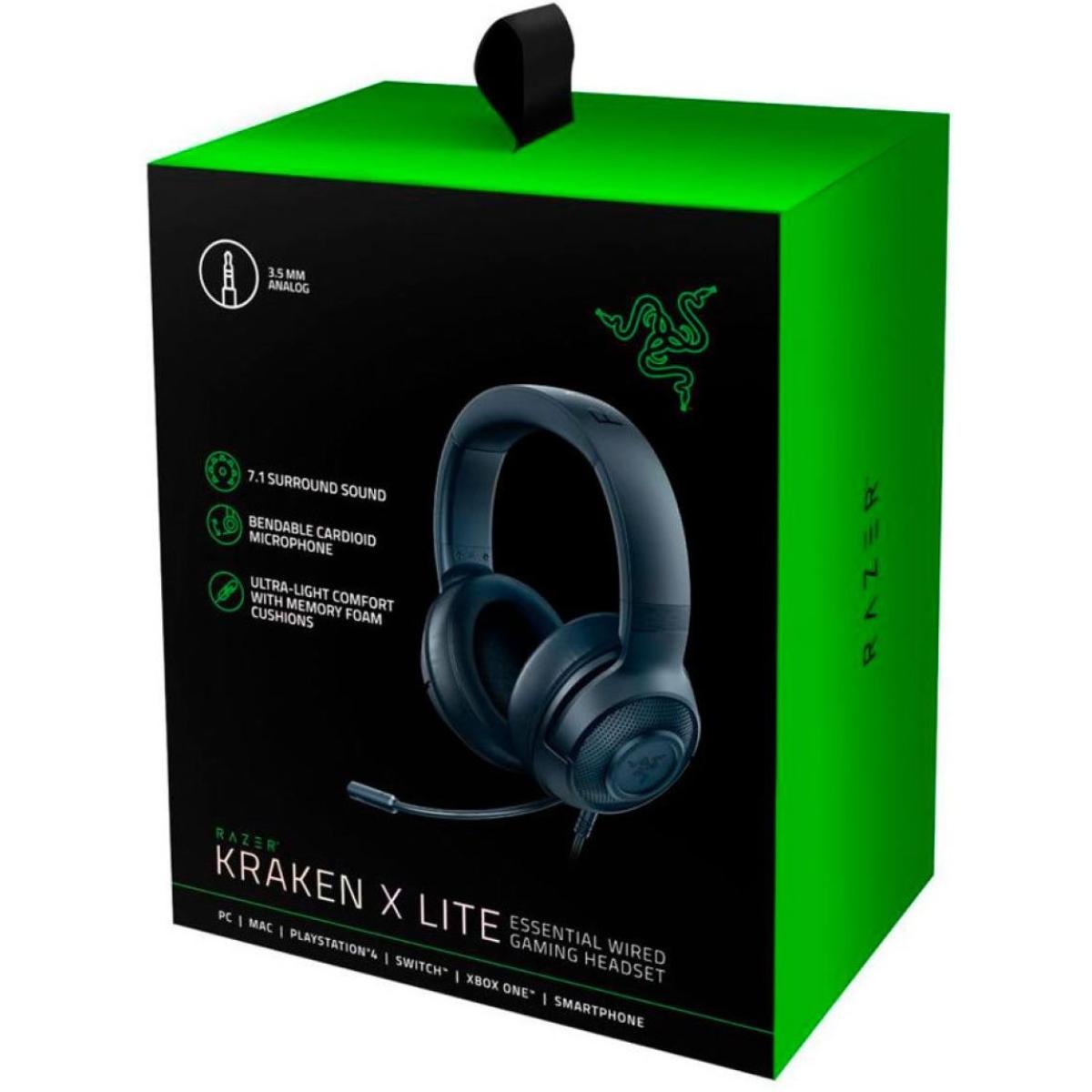 Razer Kraken X Lite 3.5mm Lightweight WIred Gaming Headset 7.1 Surround Sound w/ Bendable Noise Cancelling Mic Multiplatform: PC, PS4, Xbox, Nintendo