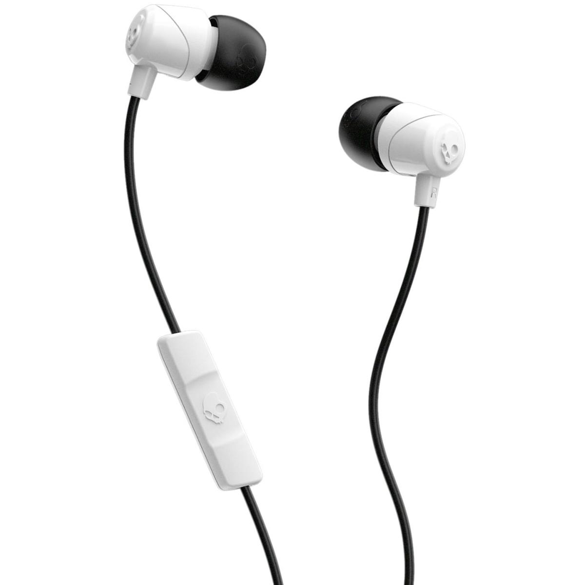Skullcandy Jib Wired (3.5mm AUX) In-Ear Earbuds w/ Microphone, Rich, Clear Audio w/ Supreme Sound™ technology, Noise Isolating Ear Gels - White