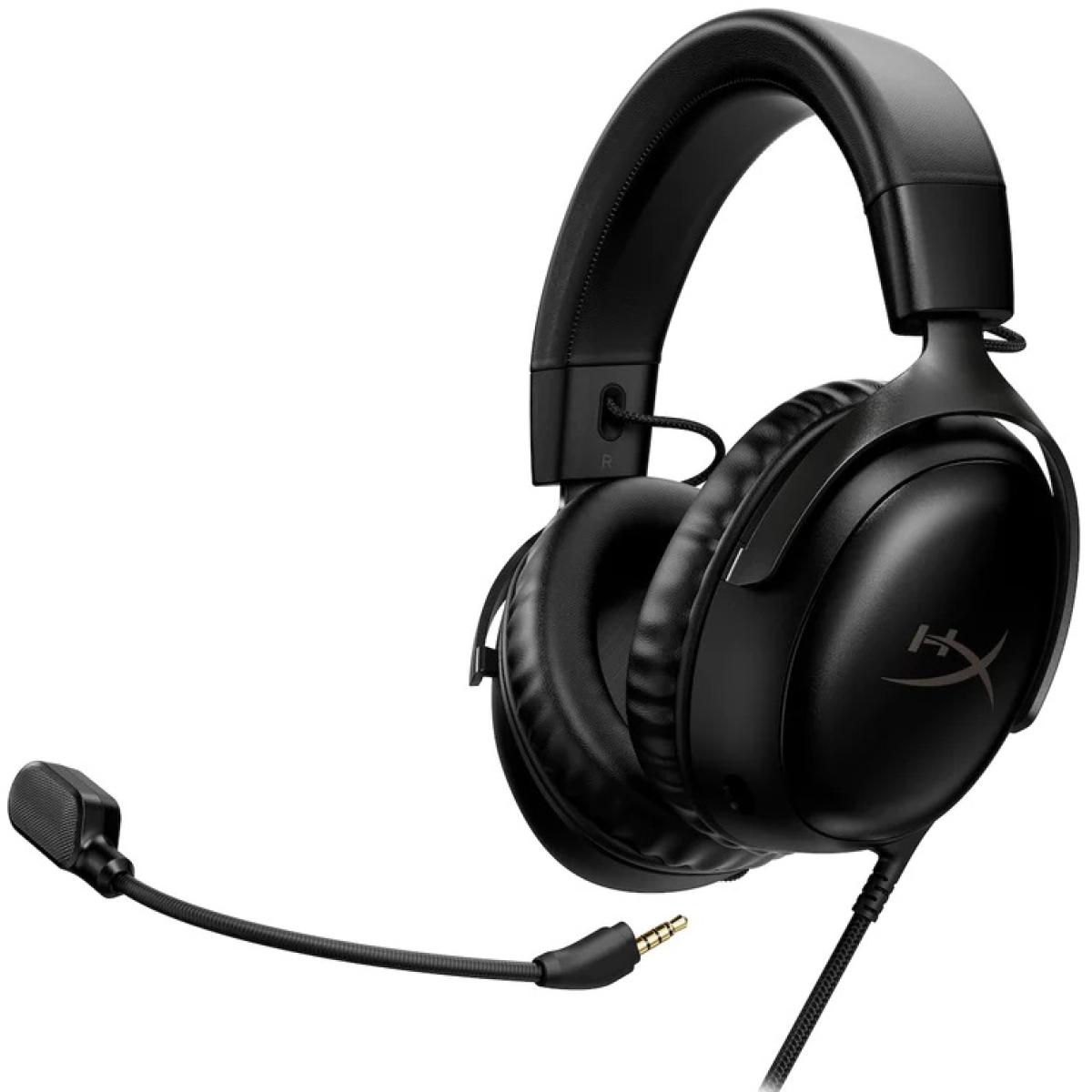 HyperX Cloud III DTS:X Spatial Virtual 3D Surround Sound Gaming Headset w/ Improved Bass & Superior Noise-cancelling Mic Quality & Onboard Controls , Multiplatform Compatibility (USB-C, USB-A, and 3.5mm) - Blackout