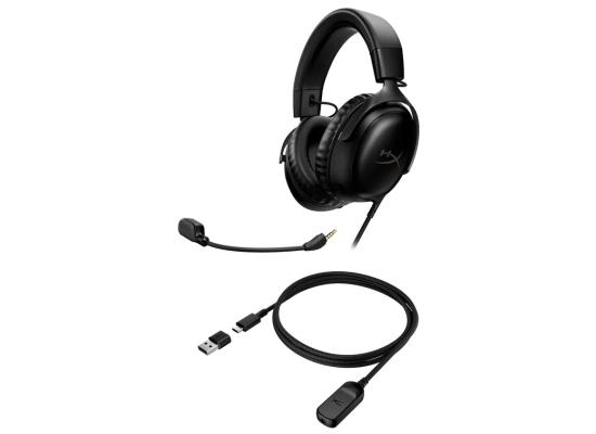 HyperX Cloud III DTS:X Spatial Virtual 3D Surround Sound Gaming Headset w/ Improved Bass & Superior Noise-cancelling Mic Quality & Onboard Controls , Multiplatform Compatibility (USB-C, USB-A, and 3.5mm) - Blackout