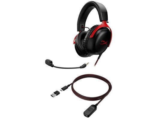 HyperX Cloud III Wireless DTS:X Spatial Virtual 3D Surround Sound Gaming Headset w/ Improved Bass & Superior Noise-cancelling Mic Quality & Onboard Controls , Multiplatform Compatibility (USB-C, USB-A, 2.4GHz Dongle) - Black & Red